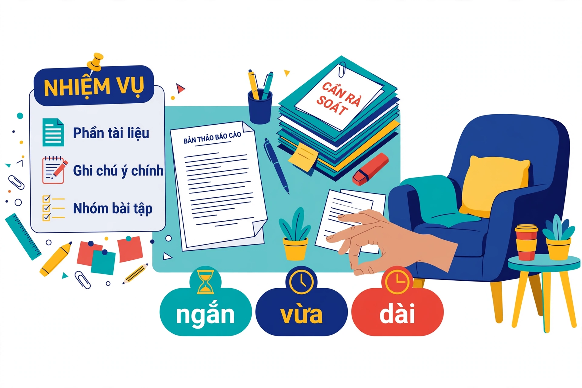 Áp dụng phiên tập trung vào học tập và công việc qua chọn một nhiệm vụ có điểm dừng rõ khi trước lúc dùng đồng hồ, bạn có thể xác định một đầu việc đủ cụ thể để theo dõi trong một phiên, với học tập, đó có thể là đọc một phần tài liệu, ghi lại các ý chính hoặc làm một nhóm bài tập, với công việc, có thể là soạn một phần báo cáo, rà soát một nhóm nội dung hoặc xử lý một bước của nhiệm vụ lớn, những việc này là cách tổ chức do người dùng thực hiện, không phải chức năng tự động của đồng hồ, khi phiên kết thúc, hãy đối chiếu phần đã làm với mục tiêu ban đầu, nếu chưa xong, bạn có thể điều chỉnh phạm vi phiên sau, không nên coi việc đồng hồ về không là dấu hiệu nhiệm vụ đã được giải quyết; chọn thời lượng phù hợp với cách làm việc khi phiên 25 phút có thể phù hợp lúc bạn muốn một mốc dừng gần để kiểm tra tiến độ, phiên 45 hoặc 60 phút là lựa chọn cho người muốn theo dõi khoảng làm việc dài hơn, đây là gợi ý tổ chức, không phải bằng chứng rằng thời lượng dài luôn hiệu quả hơn, hãy cân nhắc đặc điểm nhiệm vụ và các gián đoạn dự kiến, khoảng nghỉ có thể được dùng để tạm rời công việc trong thời gian đã chọn, không cần gắn với cam kết cải thiện sức khỏe hoặc năng suất, nền hiển thị và toàn màn hình cũng là tùy chọn trải nghiệm, nếu thường xuyên cần tạm dừng nhanh, giao diện thường cho phép tiếp cận các điều khiển rõ hơn, bởi toàn màn hình ẩn nút tạm dừng và bỏ qua