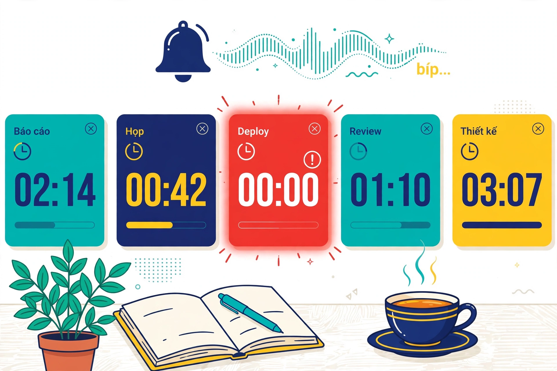 Đồng hồ đếm ngược online là công cụ hiển thị thời gian còn lại của một khoảng thời lượng cho trước, giảm dần về 0, bạn dùng nó khi muốn dành một khoảng thời gian nhất định cho hoạt động, chẳng hạn 10 phút thuyết trình, 1 phút luyện tập hoặc 5 phút 30 giây nghỉ giải lao, con số trên màn hình trả lời câu hỏi còn bao lâu, không phải bây giờ là mấy giờ; với công cụ này, đầu vào gồm giờ, phút, giây và tên đồng hồ tùy chọn, mỗi lần tạo hợp lệ sẽ có một thẻ riêng chứa tên, thời gian còn lại và nút xóa, bạn có thể tạo nhiều đồng hồ trong cùng trang để theo dõi những hoạt động có thời lượng khác nhau, thay vì phải thay thế đồng hồ đang chạy, kết quả được biểu diễn theo dạng giờ phút giây, khi được xử lý là hết giờ, đồng hồ hiển thị 00:00:00 và chuyển sang trạng thái nhận biết bằng màu sắc, đây là công cụ đặt giới hạn thời gian, không phải giao diện nhập lịch hẹn, ngày tháng hoặc giờ báo thức trong ngày, mã được cung cấp có cơ chế thông báo trình duyệt và thử phát tiếng bíp khi hết giờ, tuy nhiên khả năng nhận cảnh báo còn phụ thuộc quyền, trình duyệt và thiết bị, không nên hiểu việc có cảnh báo là lời bảo đảm rằng công cụ vẫn nhắc đúng giờ khi trang đã đóng